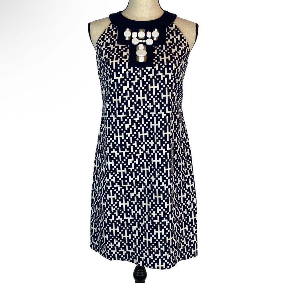 Gorgeous Beth Bowley Navy and White Dress with Embellished Label size 2